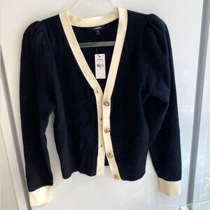 Sleek Express Cardigan w/ Brass Buttons